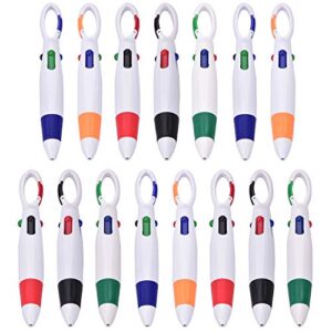 ancefine 15 pack 4 color retractable multicolor ballpoint pen shuttle nurse pens with buckle keychain for hospital school supplies students kids gift