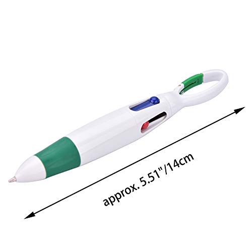 Ancefine 15 Pack 4 Color Retractable Multicolor Ballpoint Pen Shuttle Nurse Pens with Buckle Keychain for Hospital School Supplies Students Kids Gift