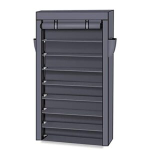 xy litol 10-tier shoe rack cabinet - 45 pair shoe organizer for entryway, closet, bedroom, and hallway grey
