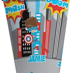 YouCustomizeIt Superhero in The City Waste Basket - Double Sided (Black) (Personalized)