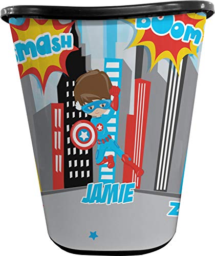 YouCustomizeIt Superhero in The City Waste Basket - Double Sided (Black) (Personalized)