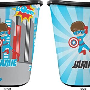 YouCustomizeIt Superhero in The City Waste Basket - Double Sided (Black) (Personalized)