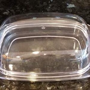 Handy Housewares Large Double-Wide Clear Acrylic Butter Serving Storage Dish with Lid