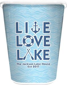youcustomizeit live love lake waste basket - double sided (white) (personalized)