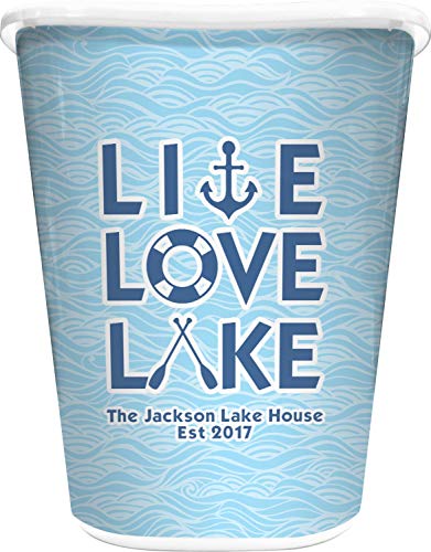 YouCustomizeIt Live Love Lake Waste Basket - Double Sided (White) (Personalized)