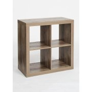 better homes and gardens.. bookshelf square storage cabinet 4-cube organizer (weathered) (rustic gray, 4-cube)