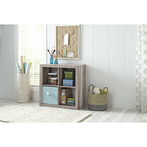 Better Homes and Gardens.. Bookshelf Square Storage Cabinet 4-Cube Organizer (Weathered) (Rustic Gray, 4-Cube)