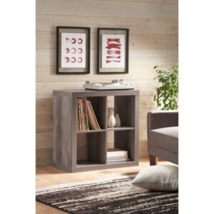 Better Homes and Gardens.. Bookshelf Square Storage Cabinet 4-Cube Organizer (Weathered) (Rustic Gray, 4-Cube)