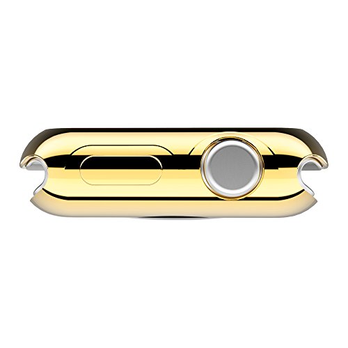 Leotop Compatible with Apple Watch Case 44mm 40mm, Soft Flexible TPU Plated Protector Bumper Shiny Cover Lightweight Thin Guard Shockproof Frame Compatible for iWatch Series 6 5 4 SE(Gold, 44mm)