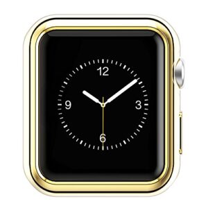 Leotop Compatible with Apple Watch Case 44mm 40mm, Soft Flexible TPU Plated Protector Bumper Shiny Cover Lightweight Thin Guard Shockproof Frame Compatible for iWatch Series 6 5 4 SE(Gold, 44mm)