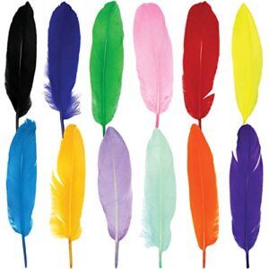 120pcs colorful goose feathers for diy crafts, jewelry making, wedding, home or party decorations, 12 colors (6-8 inches)