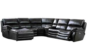 2711 leather left hand facing sectional sofa in dark gray