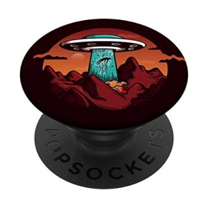 aliens abducting people into flying ufo saucer abduction popsockets popgrip: swappable grip for phones & tablets
