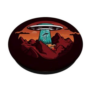 Aliens Abducting people into Flying UFO Saucer Abduction PopSockets PopGrip: Swappable Grip for Phones & Tablets