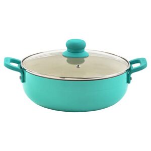 imusa usa, tea caldero (dutch oven) with glass lid ceramic interior 2-quart, teal