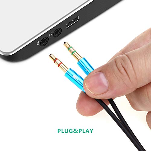 NANYI Headset Splitter Cable for PC 3.5mm Jack Headphones Adapter Convertors for PC 3.5mm Female with Headphone/Microphone Transform to 2 Dual 3.5mm Male for Computer Y Splitter Audio, (Bule)