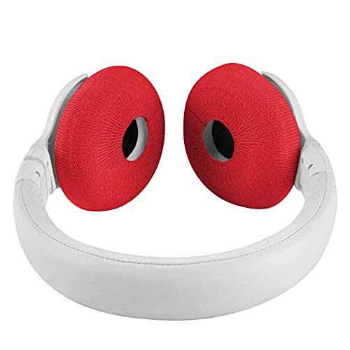 Geekria 2 Pairs Knit Fabric Headphones Ear Covers/Washable & Stretchable Sanitary Earcup Protectors for On-Ear Headset Ear Pads, Sweat Cover for Warm & Comfort (S/Red)