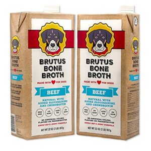 brutus bone broth for dogs 64 oz | all natural | made in usa | glucosamine & chondroitin for healthy joints | human grade ingredients | hydrating dog food topper & gravy (beef, 2-pack)