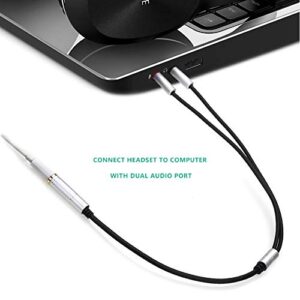 NANYI Headset Splitter Cable for PC 3.5mm Jack Headphones Adapter Convertors forPC 3.5mm Female with Headphone/Microphone Transform to 2 Dual 3.5mm Male for Computer Y Splitter Audio(Silver)