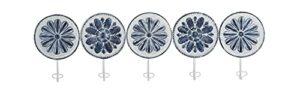 deco 79 contemporary metal floral wall hook, 2"w x 11"h, blue, white