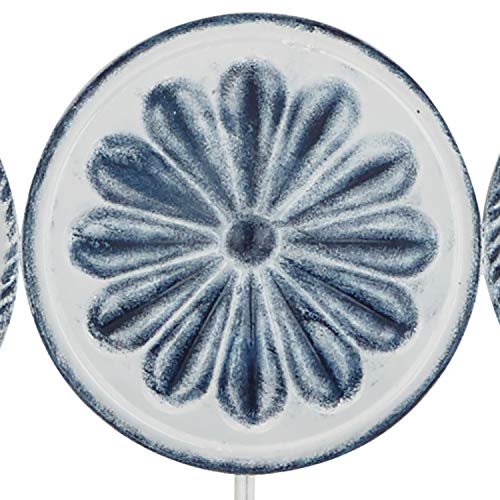 Deco 79 Contemporary Metal Floral Wall Hook, 2"W x 11"H, Blue, White