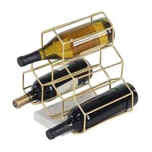 Deco 79 Marble 6 Bottle Wine Rack with Marble Base, 9" x 12" x 13", Gold