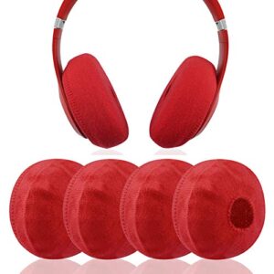 geekria 2 pairs knit headphones ear covers, washable & stretchable sanitary earcup protectors for over-ear headset ear pads, sweat cover for warm & comfort (m/red)