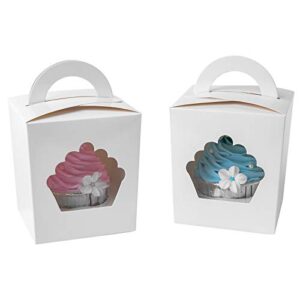 one more individual cupcake containers,large single cupcake boxes carrier with insert & handles and pvc window for birthday party(white 15)