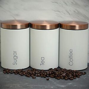 MegaChef Essential Kitchen Storage 3 Piece Sugar, Coffee and Tea Canister Set in Matte White