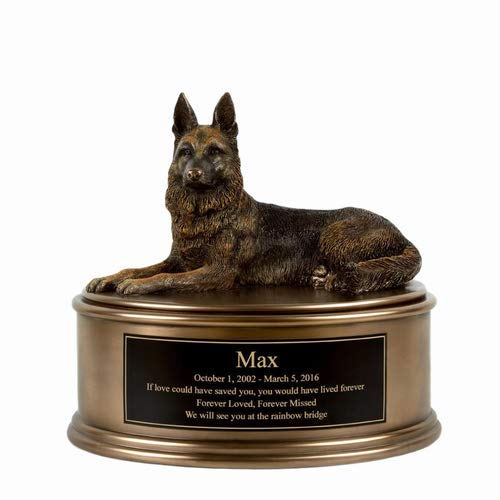 Perfect Memorials Custom Engraved German Shepherd Figurine Cremation Urn