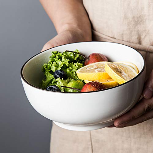 AnBnCn Salad Bowls 8 inch 65 oz Large Serving Bowls White Fine Porcelain Fruit Bowl Soup Bowl Pasta Bowl Popcorn Bowl Set of 3 (White)