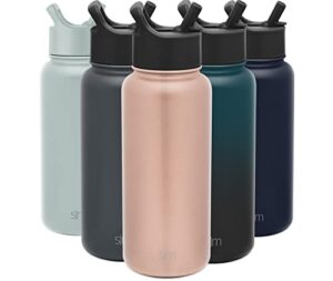simple modern water bottle with straw lid vacuum insulated stainless steel metal thermos bottles | reusable leak proof bpa-free flask for gym, travel, sports | summit collection | 32oz