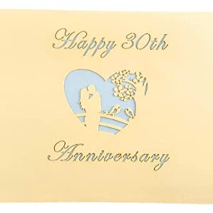 iGifts And Cards Happy 30th Anniversary 3D Pop Up Greeting Card -Soulmates, Celebration, Marriage, Being Together, Celebrate a Milestone, Pearl, Love Bridge, Congratulations, Romantic, WOW