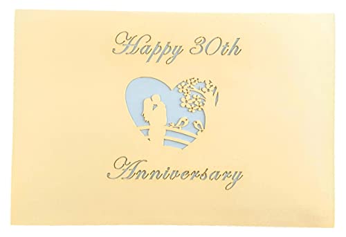 iGifts And Cards Happy 30th Anniversary 3D Pop Up Greeting Card -Soulmates, Celebration, Marriage, Being Together, Celebrate a Milestone, Pearl, Love Bridge, Congratulations, Romantic, WOW