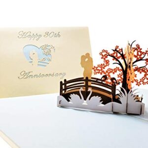 iGifts And Cards Happy 30th Anniversary 3D Pop Up Greeting Card -Soulmates, Celebration, Marriage, Being Together, Celebrate a Milestone, Pearl, Love Bridge, Congratulations, Romantic, WOW