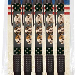 Dog Themed Ballpoint Pens with Grip - 5 Pack (Made in USA) (English Bulldog)