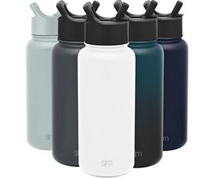 simple modern water bottle with straw lid vacuum insulated stainless steel metal thermos bottles | reusable leak proof bpa-free flask for gym, travel, sports | summit collection | 32oz, winter white