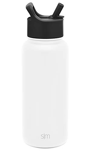 Simple Modern Water Bottle with Straw Lid Vacuum Insulated Stainless Steel Metal Thermos Bottles | Reusable Leak Proof BPA-Free Flask for Gym, Travel, Sports | Summit Collection | 32oz, Winter White