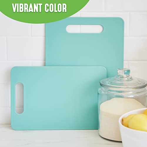 GreenLife 2 Piece Cutting Board Kitchen Set, Dishwasher Safe, Extra Durable, Turquoise, 13.6 x 9.5 x 0.4 inches