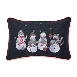 pillow perfect christmas frosty & friends decorative lumbar pillow, 1 count (pack of 1), white