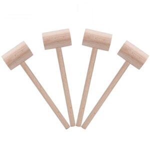 Wood Crab Mallets Seafood Shellfish Lobster Cracker Hardwood Natural Hammers, Set of 4