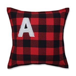 pillow perfect buffalo plaid initial a decorative throw pillow, 17", red/black/off white