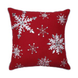 pillow perfect jeweled christmas snowflake decorative throw pillow, 1 count (pack of 1), grey