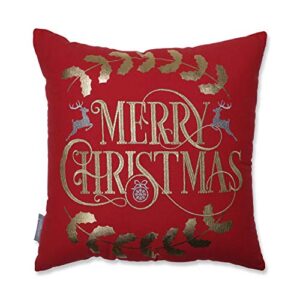 pillow perfect merry christmas decorative throw pillow, 18", red/gold/silver