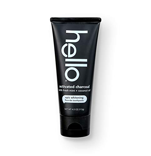 Hello Oral Care Activated Charcoal Fluoride Whitening Toothpaste, Vegan & SLS Free, 4 Ounce (Pack of 1)