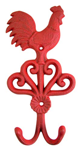Rooster Cast Iron Wall Hook 9 Inch (Set of 2)