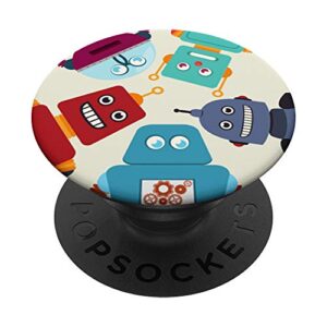 Happy smiling Robots PopSockets PopGrip: Swappable Grip for Phones & Tablets