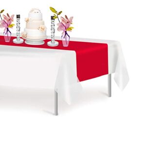 Red 6 Pack Premium Disposable Plastic Table Runner 14 x 108 Inch. Table Runner for Dinner Parties & Events by Grandipity