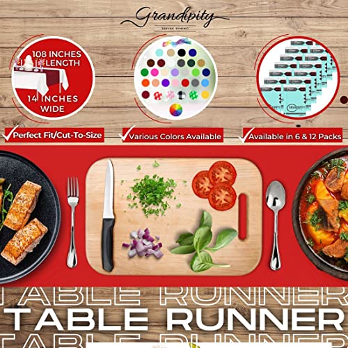 Red 6 Pack Premium Disposable Plastic Table Runner 14 x 108 Inch. Table Runner for Dinner Parties & Events by Grandipity