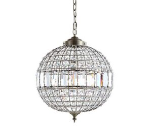 jonathan y jyl6110b georgina crystal/metal led chandelier pendant glam contemporary transitional dimmable dining room living room kitchen foyer bedroom hallway, 16", antique brass/clear